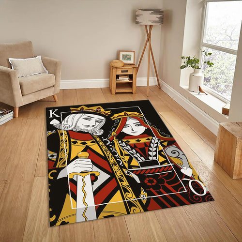 King and Queen Rug, Playing Card Design, Colorful Home Decor