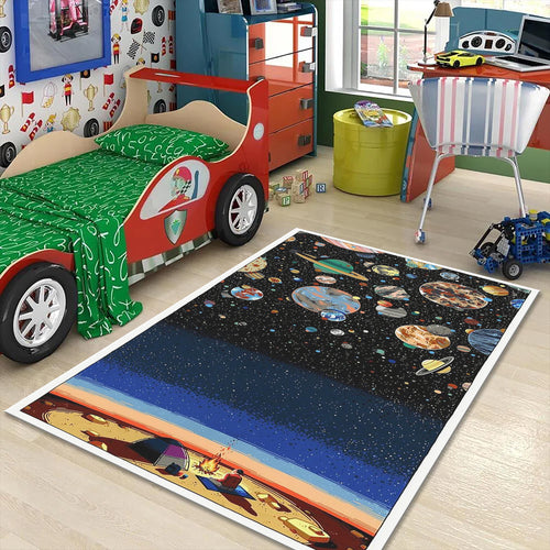 Universe Kids Rug, Solar System Planets, Personalized Home Decor