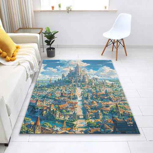 Abstract Land Rug, Custom Kid Room Rug, Colorful Decor
