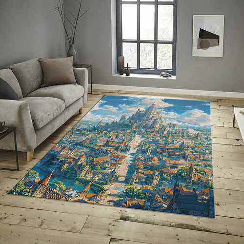 Abstract Land Rug, Custom Kid Room Rug, Colorful Decor