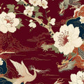Oriental Dragon Area Rug, Asian Decor, Floral Pattern