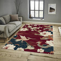 Oriental Dragon Area Rug, Asian Decor, Floral Pattern