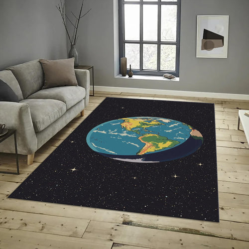 Earth Illustration Area Rug, Personalized Modern Home Decor