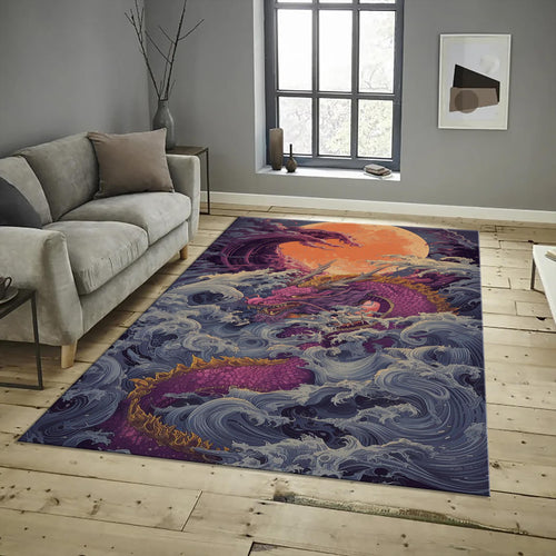 Dragon Area Rug, Custom Oriental Dragon Design, Modern Home Decor