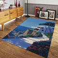 Coastal Cliff House Rug, Modern Home Decor, Personalized Rug