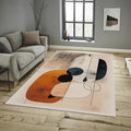 Orange Abstract Area Rug, Modern Art Decor
