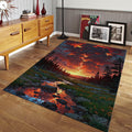 Nature Landscape Rug, Sunset Mountain River, Personalized Area