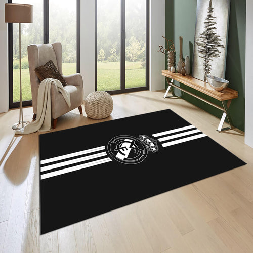 Real Madrid Rug Real Madrid Football Rug: Black & White Champions