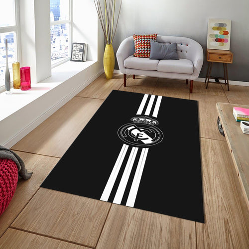 Real Madrid Rug Real Madrid Football Rug: Black & White Champions
