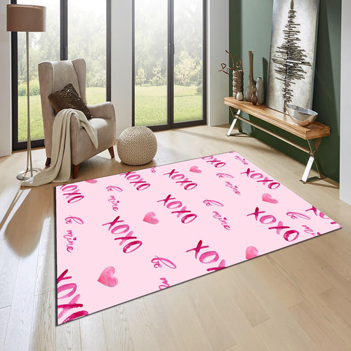Tic Tac Toe Game Rug: Modern Pink XOXO Love Decor