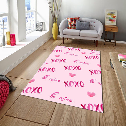 Tic Tac Toe Game Rug: Modern Pink XOXO Love Decor