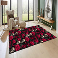Floral Skull Area Rug: Boho Gothic Halloween Home Decor