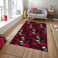 Floral Skull Area Rug: Boho Gothic Halloween Home Decor