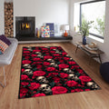 Floral Skull Area Rug: Boho Gothic Halloween Home Decor