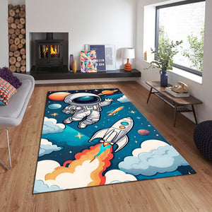 Astronaut Rug: Kids Galaxy Play Mat, Space Theme Nursery Decor