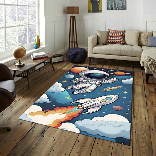 Astronaut Rug: Kids Galaxy Play Mat, Space Theme Nursery Decor