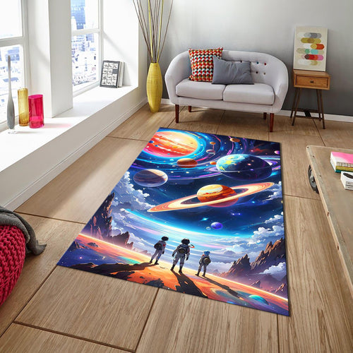 Astronaut Rug: Kids Galaxy Play Mat, Space Theme Nursery Decor