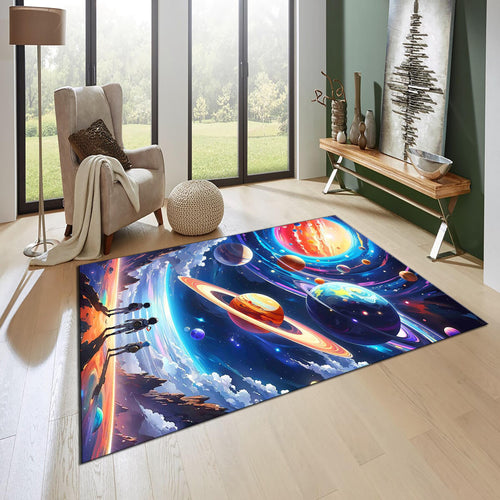 Astronaut Rug: Kids Galaxy Play Mat, Space Theme Nursery Decor