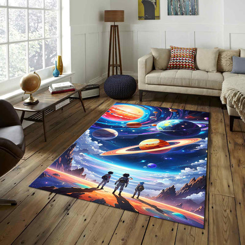 Astronaut Rug: Kids Galaxy Play Mat, Space Theme Nursery Decor