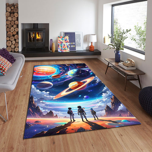 Astronaut Rug: Kids Galaxy Play Mat, Space Theme Nursery Decor