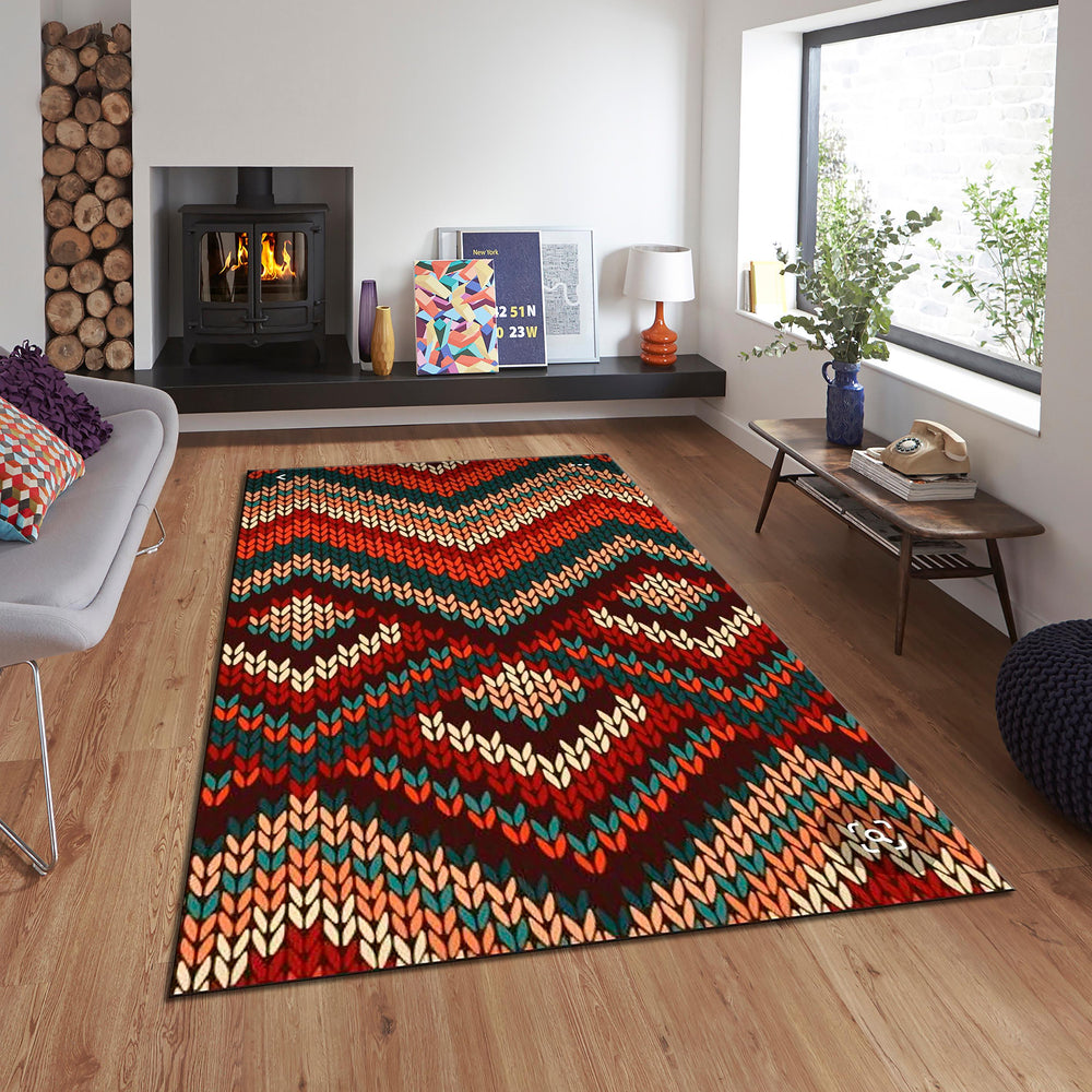 Abstract Illusion Rug: Modern Boho Home Decor, Machine Washable