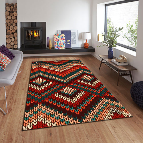 Abstract Illusion Rug: Modern Boho Home Decor, Machine Washable