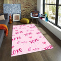 Tic Tac Toe Game Rug: Modern Pink XOXO Love Decor