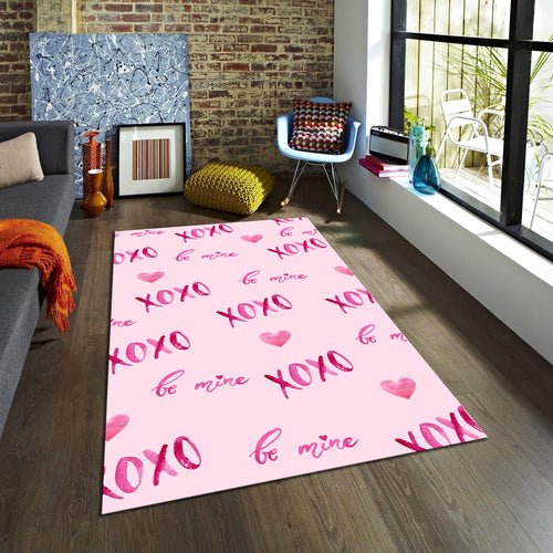 Tic Tac Toe Game Rug: Modern Pink XOXO Love Decor