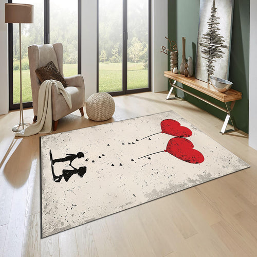 Heart & Tic Tac Toe Game Rug: Modern Living Room Decor
