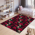 Floral Skull Area Rug: Boho Gothic Halloween Home Decor
