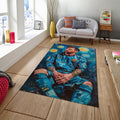 Messi Soccer Rug: Starry Night Art, Football Fan Gift