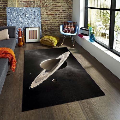 Saturn Kids Rug: Colorful Solar System Play Mat, Non-Slip