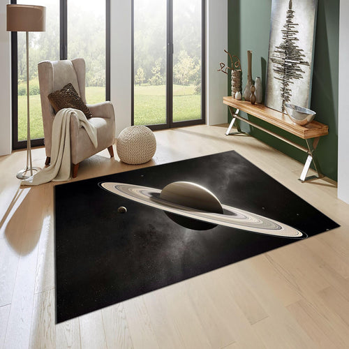 Saturn Kids Rug: Colorful Solar System Play Mat, Non-Slip