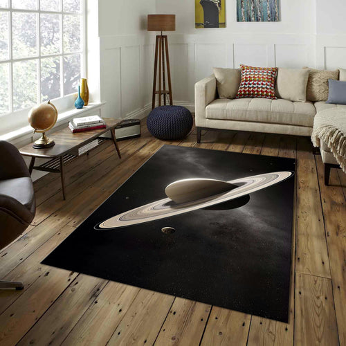 Saturn Kids Rug: Colorful Solar System Play Mat, Non-Slip