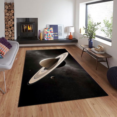 Saturn Kids Rug: Colorful Solar System Play Mat, Non-Slip