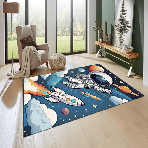 Astronaut Rug: Kids Galaxy Play Mat, Space Theme Nursery Decor