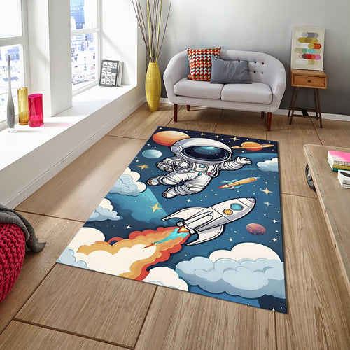 Astronaut Rug: Kids Galaxy Play Mat, Space Theme Nursery Decor