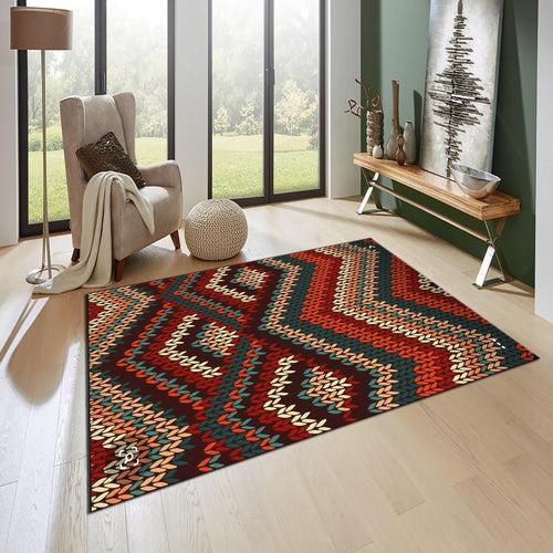 Abstract Illusion Rug: Modern Boho Home Decor, Machine Washable