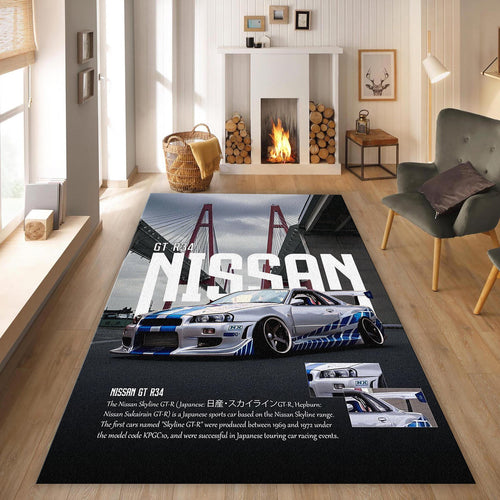 Nissan GTR R34 Rug, Living Room Rug