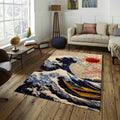 Japanese Hokusai Rug, Modern Abstract rug