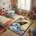 Godzilla Rug, Japanese Hokusai Rug