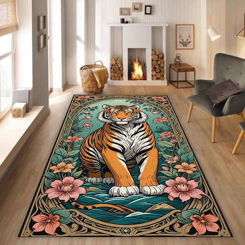 Tiger Rug Pink Rug Living Room Carpets Housewarming Gift Tibetian