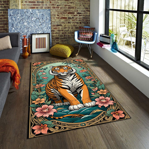 Tiger Rug Pink Rug Living Room Carpets Housewarming Gift Tibetian