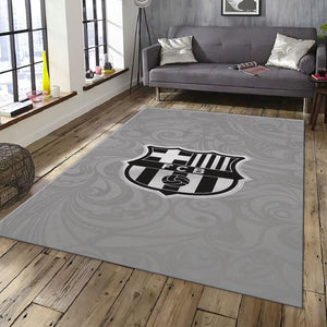 Barcelona Football Team Rug: Gray Soccerball Carpet for Kids