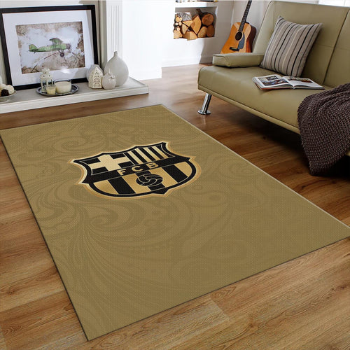 Barcelona Football Rug: Gold Theme Soccer Carpet, Gift for Fans