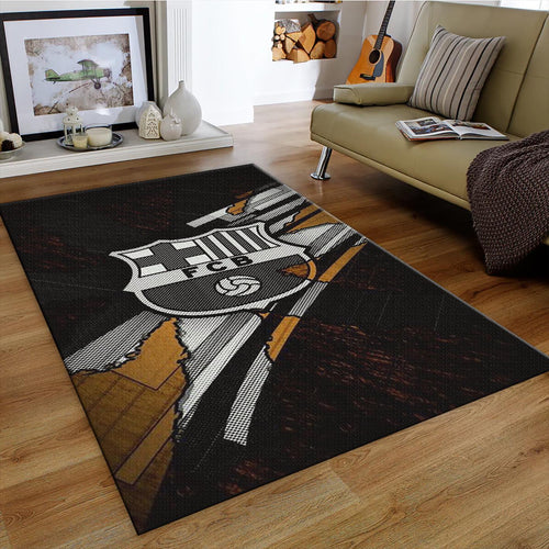 Barcelona Football Rug: Soccer Team Flag, Soft Velvet Carpet