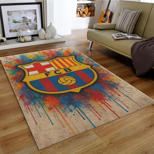 Barcelona Football Rug: Graffiti Soccer Team Carpet - Gift for