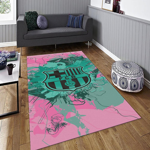 Barcelona Soccer Team Rug: Pink and Green Football Gift