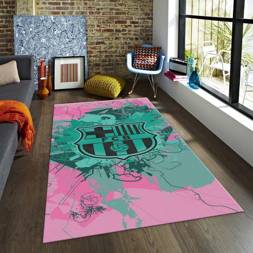 Barcelona Soccer Team Rug: Pink and Green Football Gift