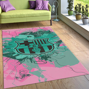 Barcelona Soccer Team Rug: Pink and Green Football Gift